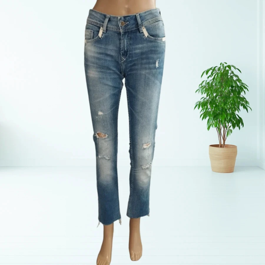Kaporal suede model jeans - slim fit destroy - low waist - stretchy - light blue - Size 36 – photo 2